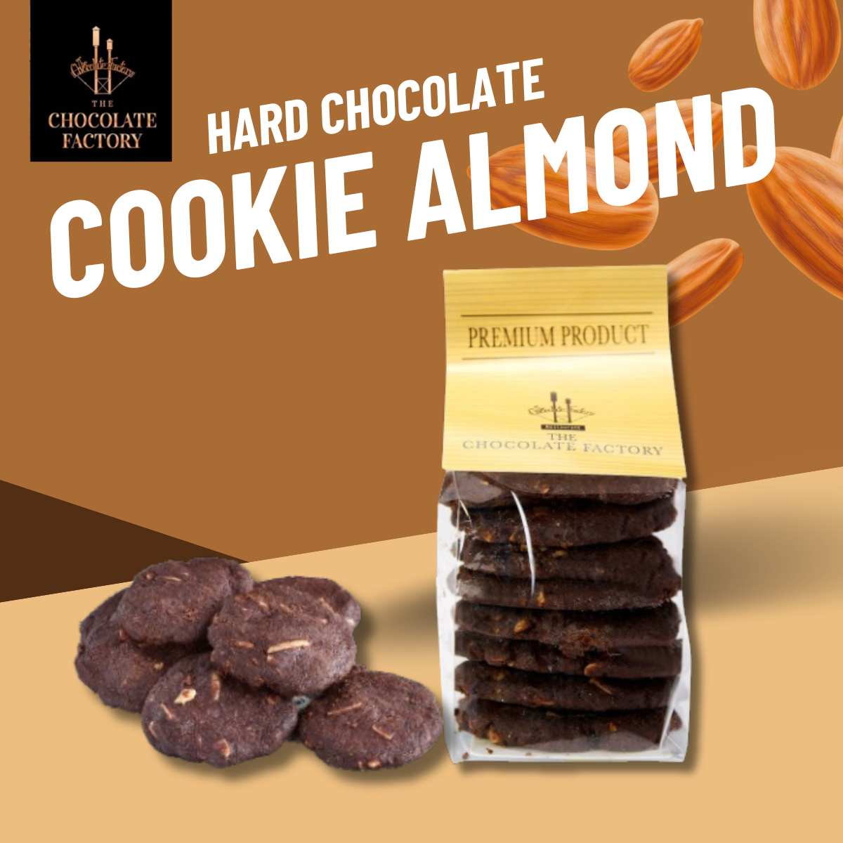 Hard Chocolate Cookie Almond ฮาร์ดช็อกโกแลตคุกกี้อัลมอนด์  - The Chocolate Factory