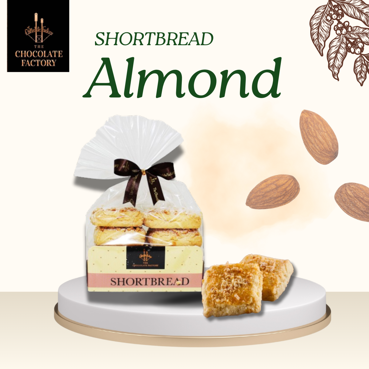 Shortbread Almond คุกกี้เนื้อกรอบผสมอัลมอนด์ - The Chocolate Factory